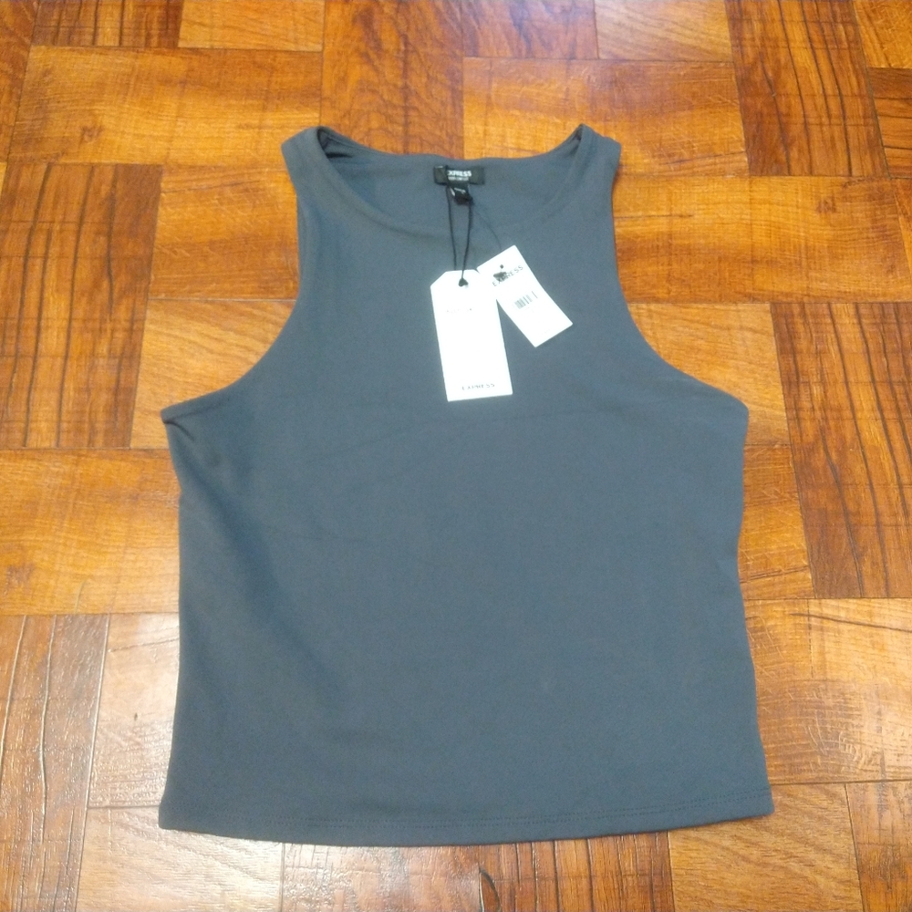 Express Body Contour High Compression Cropped Tank NWT Dark Gray Women's Small
